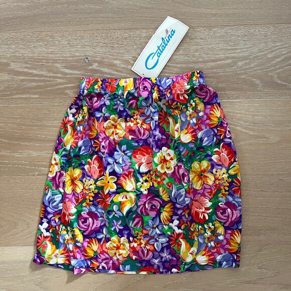 Vintage 90's Catalina Floral Swim Cover-up Skirt NWT XS/Small - Picture 2 of 3